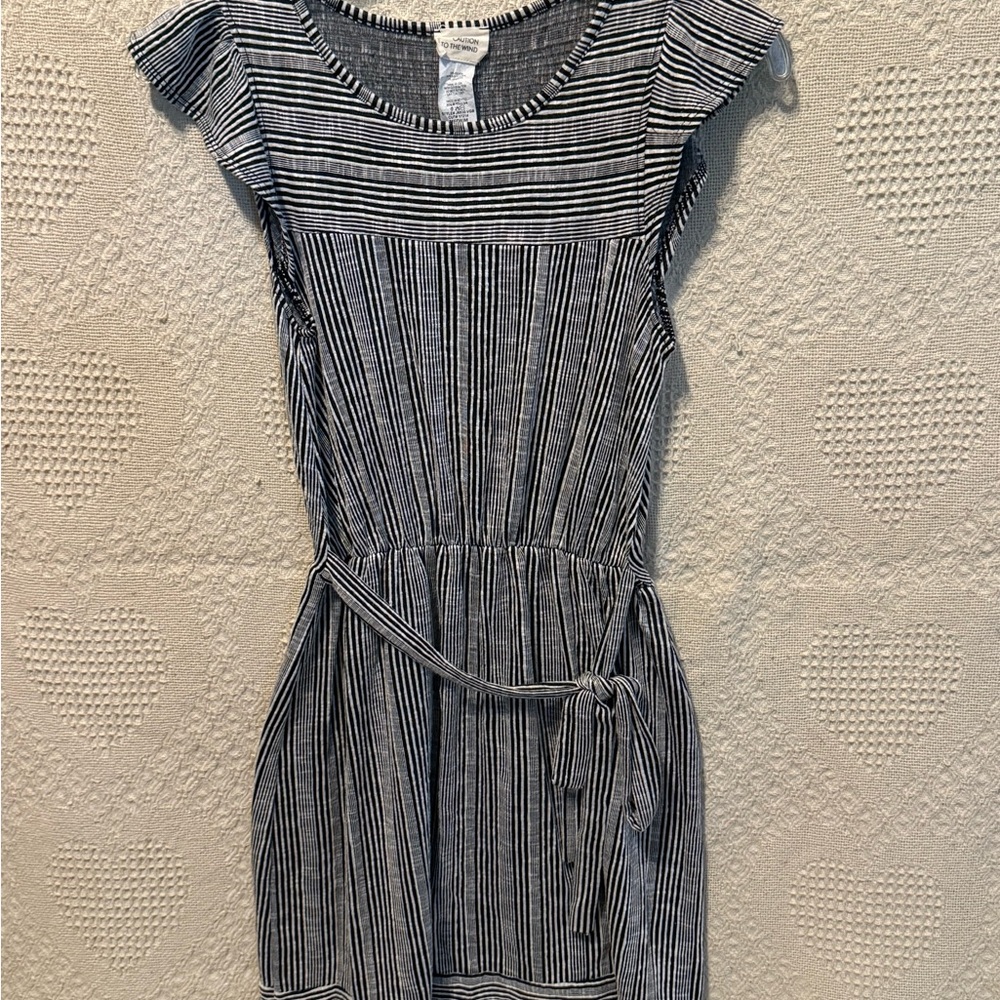 Medium Striped Black and White Dress with Tie
